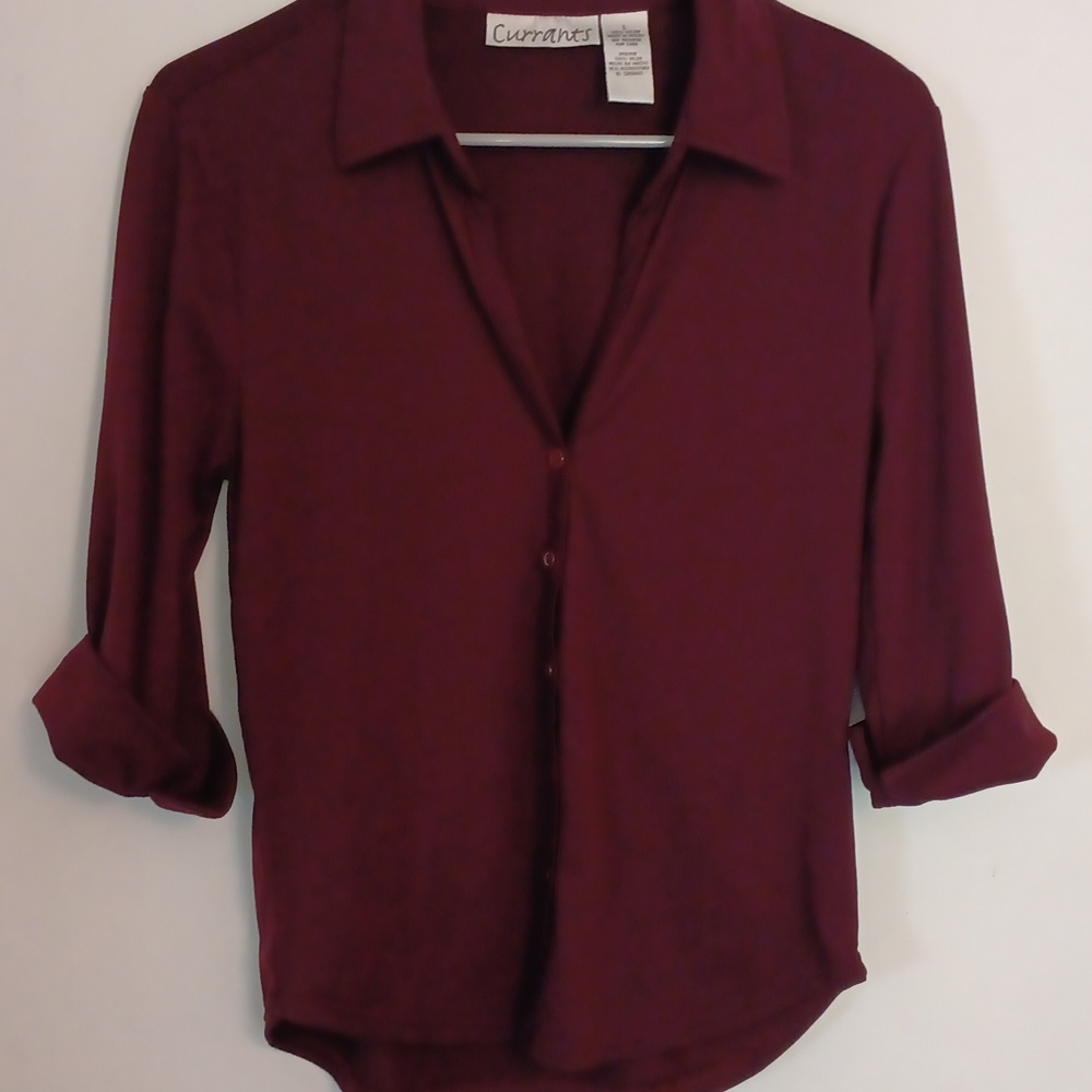 Currants Brand Dress Shirt Size Large Color Burgendy